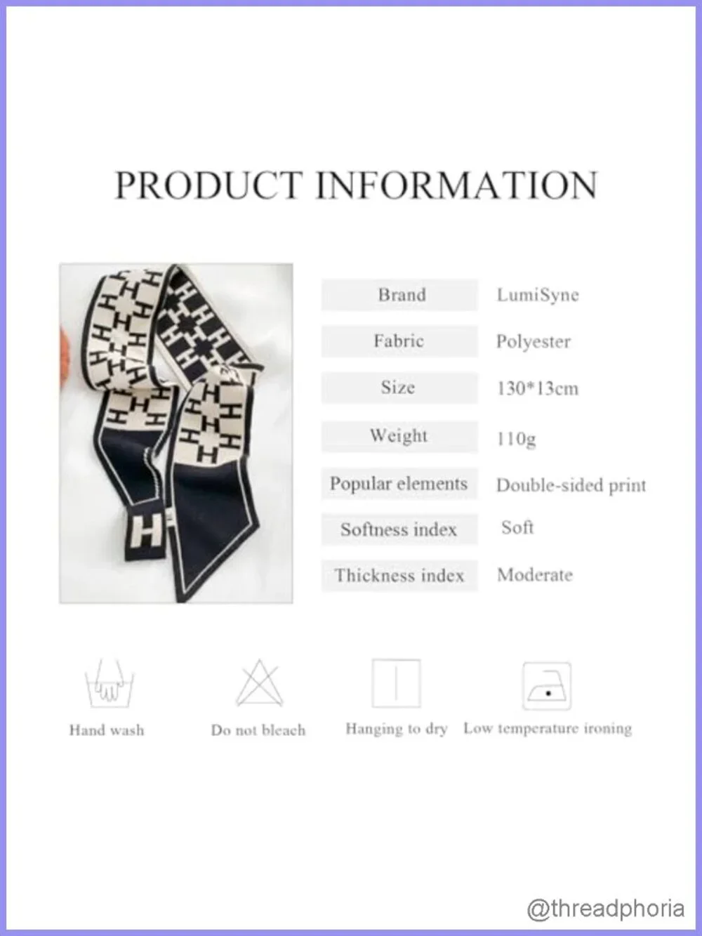 Knitted Skinny Scarf Women Pull-Through Jacquard Letter Plaid Pattern Narrow